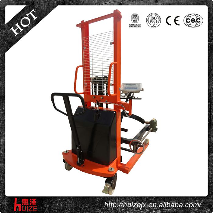 半電動(dòng)稱重油桶車（夾鐵桶，手搖翻轉(zhuǎn)倒料）